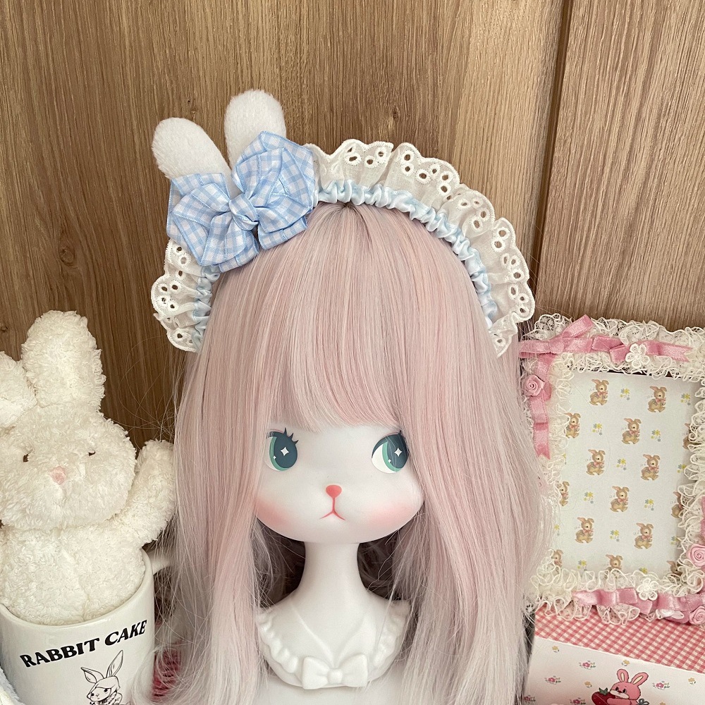 Dos dimensiones Lolita correa de cabello chica gato oreja clip de cabello cómic cosplay Lolita criada correa de cabello