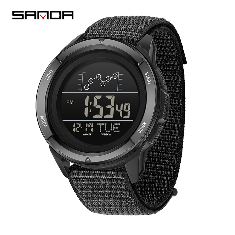 SANDA Sanda hoja electrónica multifunción reloj de despertador para estudiantes gran dial impermeable al aire libre reloj deportivo