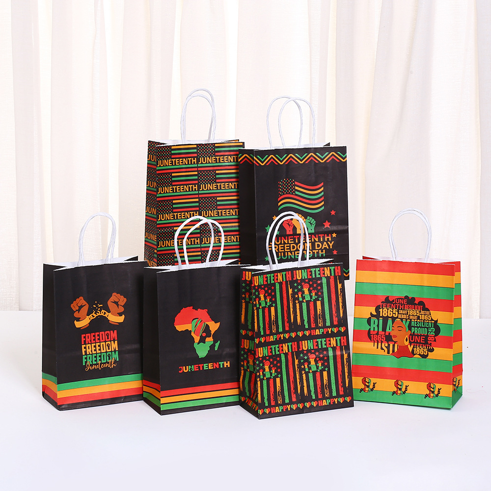 礼品袋六月黑人节手提袋派对节日礼品袋个性印花零食糖果打包袋