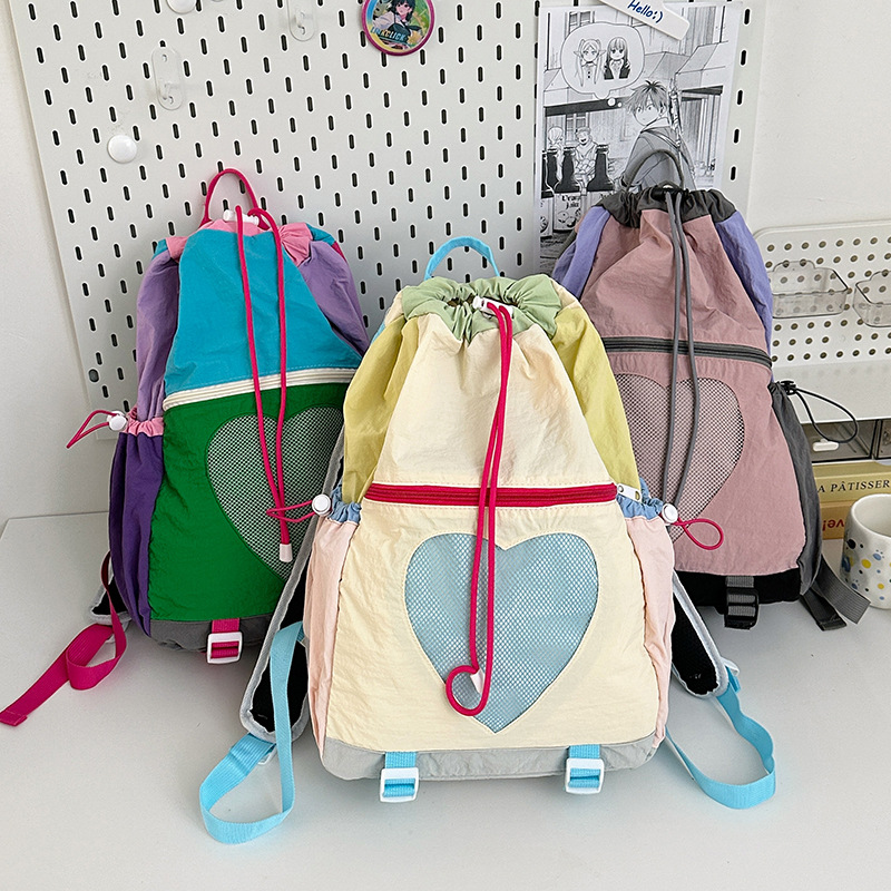 Mochila coreana de gran capacidad para niños y niñas dulce amor extranjero cuerda de dibujo bolsas escolares de niños bolsas de viaje de moda