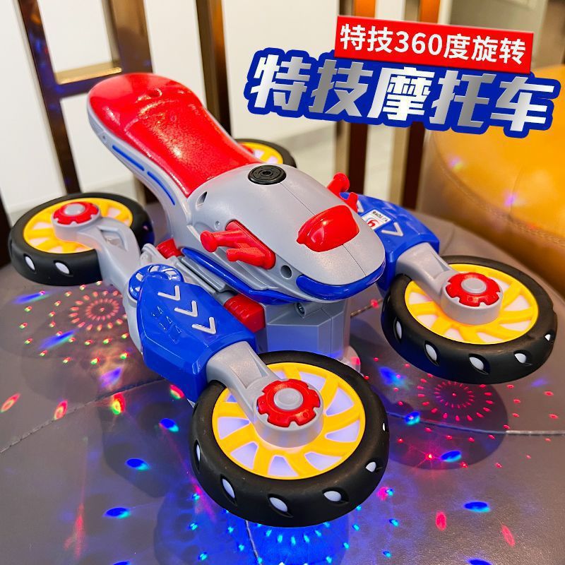 Nuevos productos de motocicleta de deformación eléctrica acrobacias giratorias universal coche de ciencia ficción iluminación música juguetes para niños lotes de automóviles transfronterizos