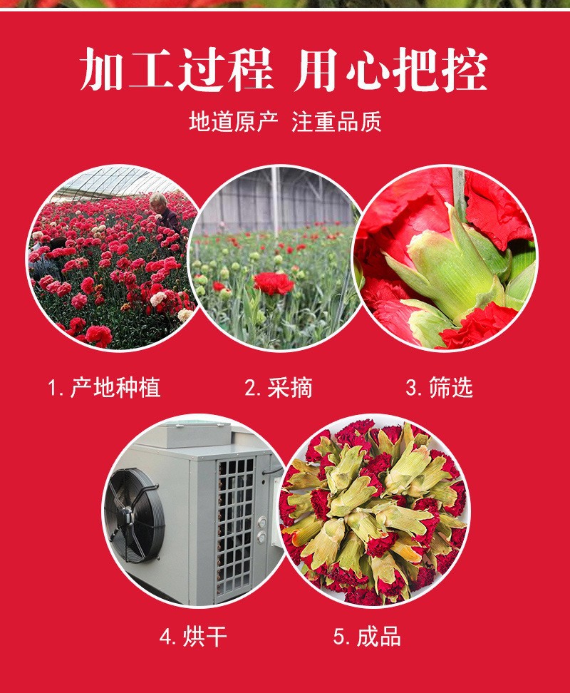 Dried Carnation Flower Tea 500g Kang Nai Xin Herbal Floral Infusion Natural Sun Dried Yunnan in use