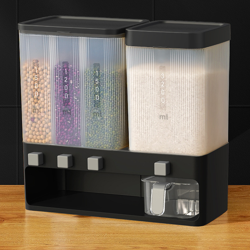 Cubo de arroz Caja de almacenamiento de separación de granos integrales para el hogar Caja de almacenamiento de clasificación de harina sellada de plástico transparente Caja de arroz