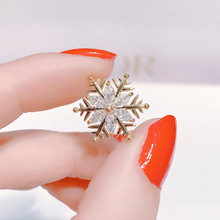 雪花领花新款锆石冰花衬衣领刺马针领扣小领针男女衣服领口配饰