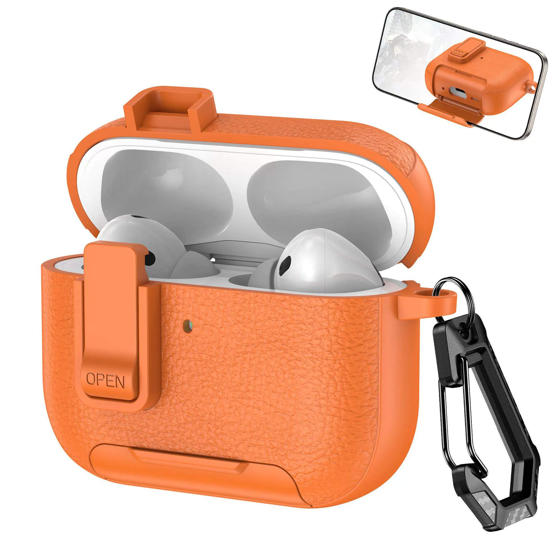 Подходит для наушников AirPods 4 раковина мобильного держателя замок Pro2 бизнес-мальчики наушники Pro3 простая кожаная отделка