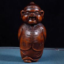 旧藏小叶黄杨可爱猪木雕随身把玩件实木雕刻工艺品文玩招财猪财主