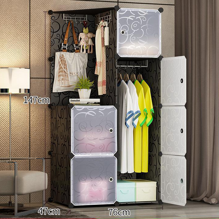 Armario simple moderno armario de tela simple sala de alquiler de tubos de acero engrosamiento reforzado dormitorio en casa montaje de almacenamiento gabinete colgante