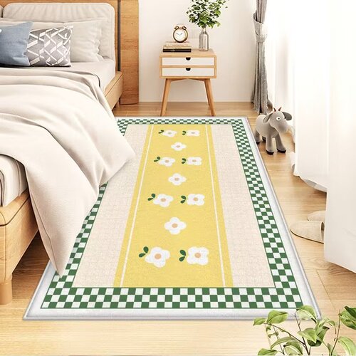 Crystal Velvet Material Simple Style Home Bedroom Bedside Rug Barefoot Soft Dustproof Stain Resistant Mat Absorbent Rugs