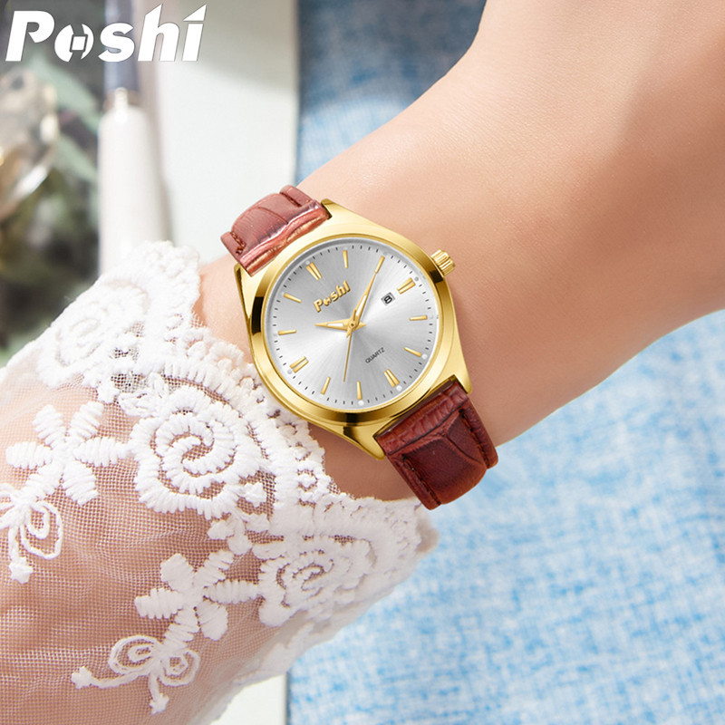 Nuevo reloj de mujer de moda de lujo ligero POSHI calendario reloj de cuarzo retro luminoso elegante reloj de mujer pequeño de alta calidad