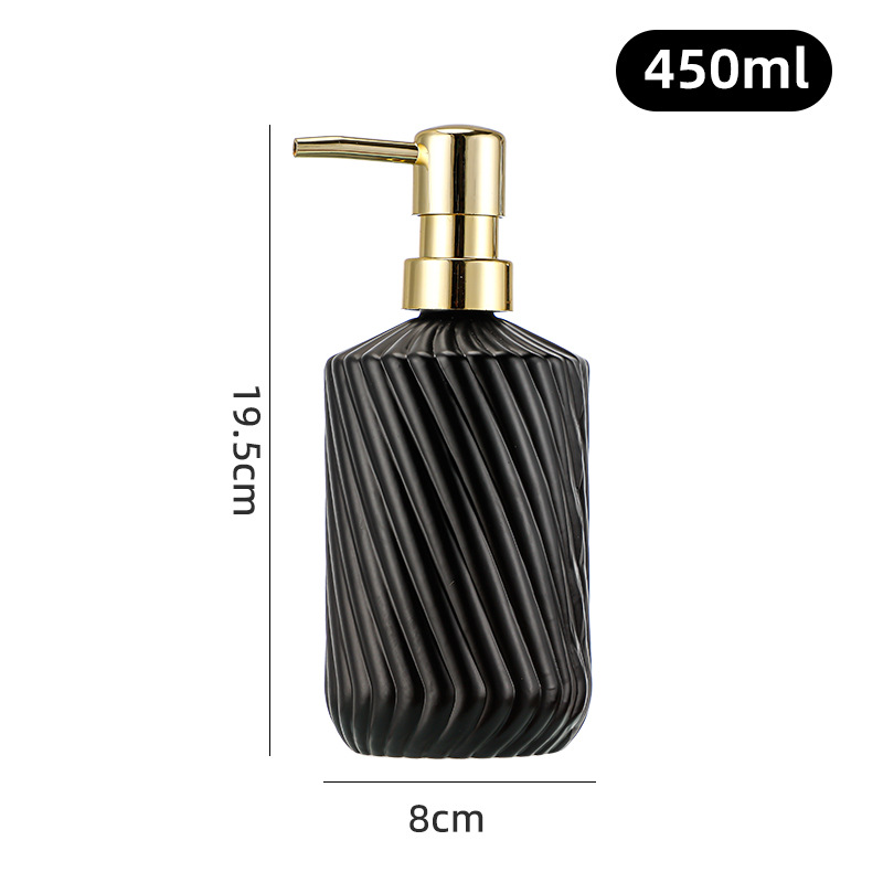 450ml; Twill Negro sólido + cabeza de bomba dorada