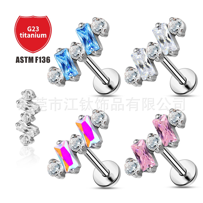 Pointed titanium steel lip stud product view