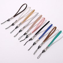 弋恋新款双针踩线PU皮革手机挂绳短款手机链防摔手机壳挂绳挂件女