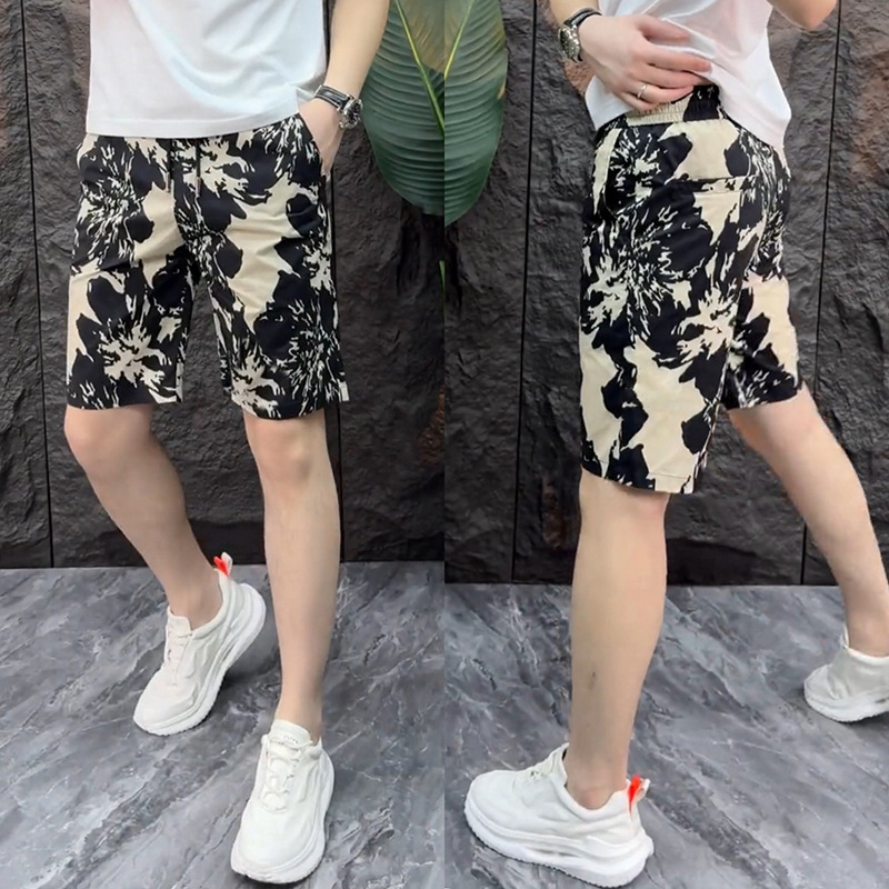 Men's Clothing Men's Trendy Casual Straight Leg Five Point Ice Silk Shorts Quick Drying Fashionable Versatile Beach Pants Summer_viptrois.com