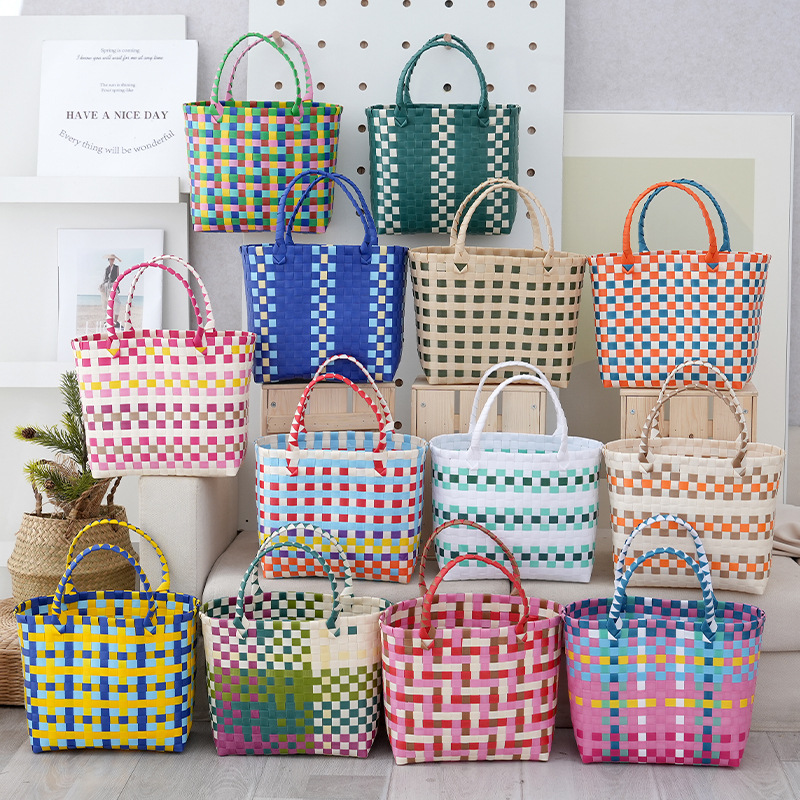 Versatile Beach Bag, Vegetable Basket, Gift Bag, Square Bag, Large Capacity Handbag, Woven Bag, Tote Bag for Women