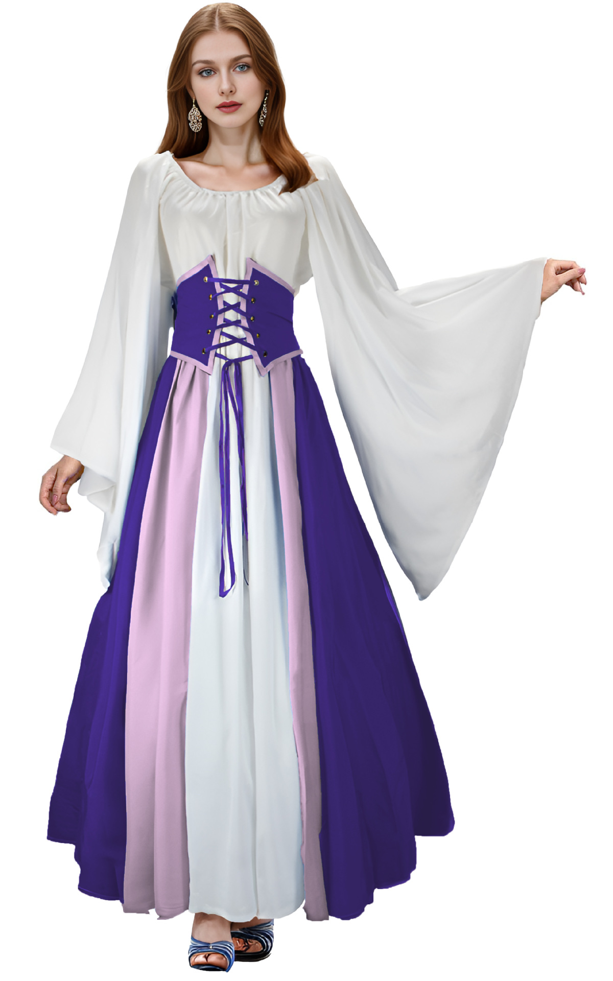 Halloween cos medieval renacimiento mujeres mono vestido largo traje de la etapa juego de rol traje Retro