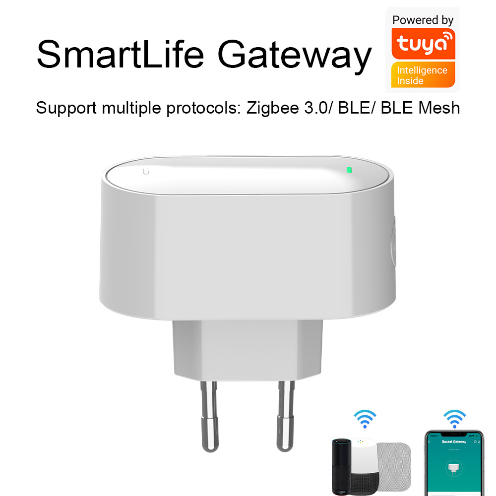 涂鸦Zigbee/蓝牙Mesh双模无线插座网关欧规巴西规插座巴西规接插