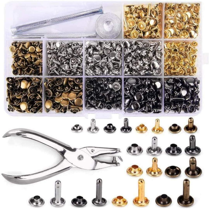 Cap nail ropa de equipaje de cuero decoración de metal remache de doble cara traje de hebilla femenina remache de doble cara + herramienta