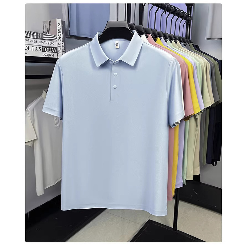 Seamless Technology Polo Shirt with Four-Button Closure, 180g Uv Protection Fabric 50+, Instant Cooling Sensation, 10A Antibacterial Top, Available for Dropshipping