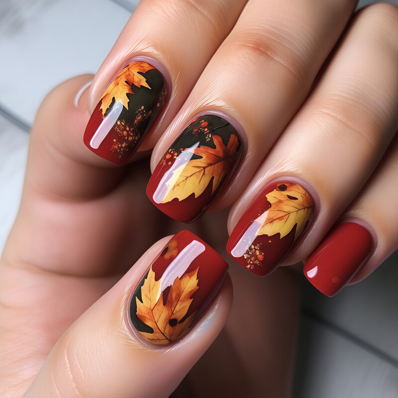 Autumn Maple Leaf Square Shape Wearable Nails Wine Red Glossy Acrylic False Nails Press on Nails Manicure Tc56 Autumn Maple Leaf Square Shape Wearable Nails Wine Red Glossy Acrylic False Nails Press on Nails Manicure Tc56
