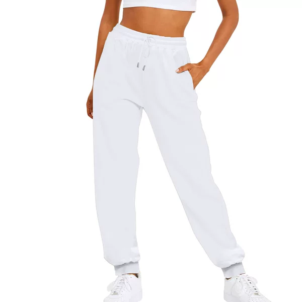 In-Stock Fleece-Lined 2024 Women's High-Waisted Loose Sweatpants Comfortable High-Waisted Joggers Casual Sweatpants with Pockets