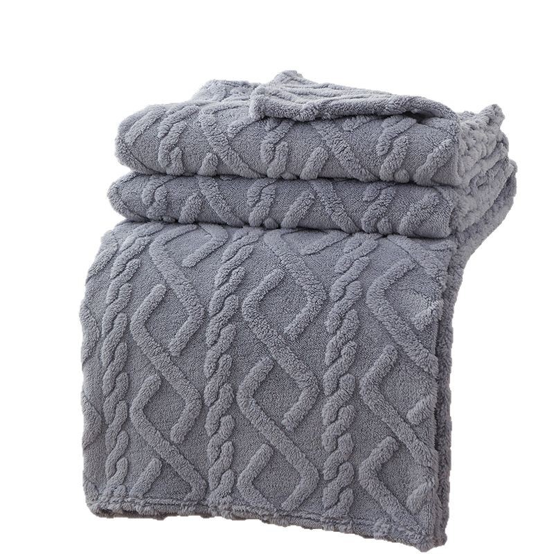 Manta de color sólido, agradable al tacto, manta multifuncional de tafetán, manta jacquard de doble cara, manta para sofá, manta de terciopelo coral con diseño de diamantes