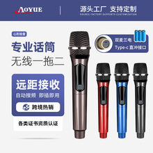 108跨境充电无线话筒万能麦克风一拖二户外音响直播k歌手持麦克风