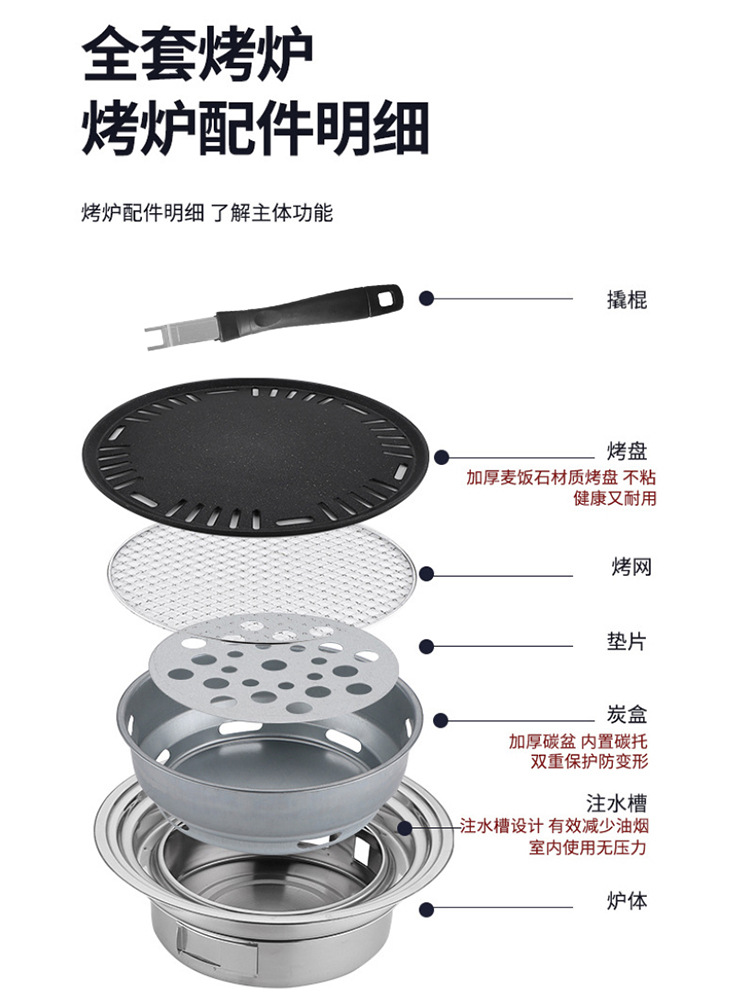 围炉煮茶家用室内烧烤桌户外折叠野餐碳烤肉桌木炭火炉架庭院便携