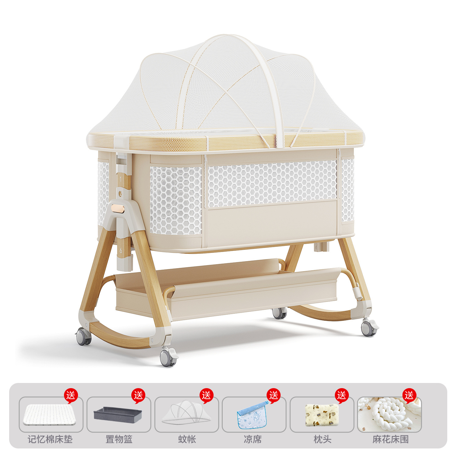 Cama de bebé móvil portátil cuna cama plegable multifuncional BB cama para recién nacidos empalme cama grande