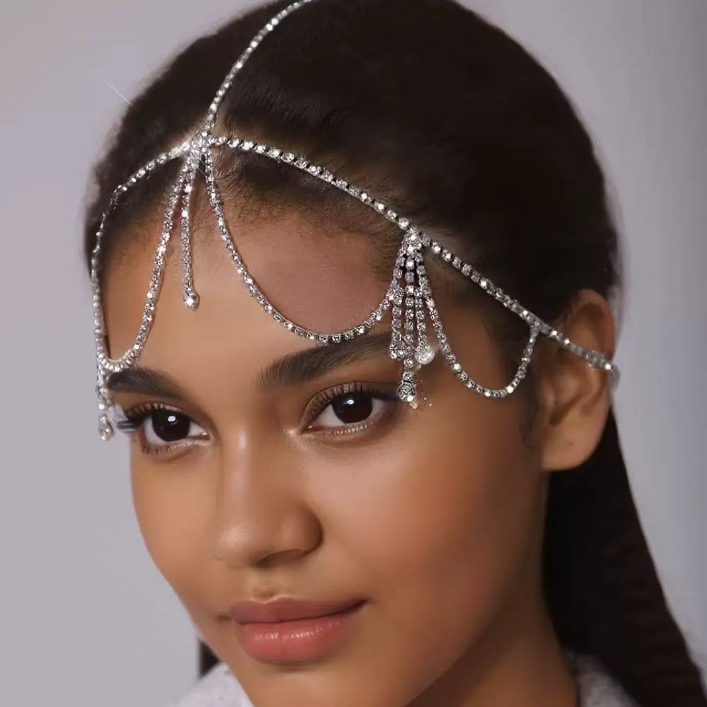 Ins Fashion New Rhinestone Forehead Chain, Tassel Niche Rhinestone Hair Accessories, Bridal Headwear Accessories, Fashionable Rhinestones