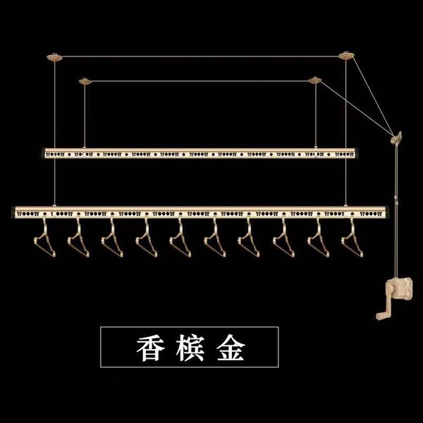 Lift Clothes Drying Rack Balcony Hand-Cranked Foldableing Double-Pole Clothes Drying Rod Indoor Household Thickeneded Quilt Manual Cooling Clothes Rack