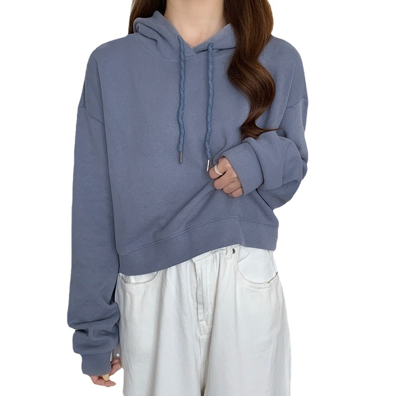 Summer New Short Sweatshirt Women's Spring and Autumn Thin Loose Ins Trendy Bf Lazy Style Design Sportswear Top