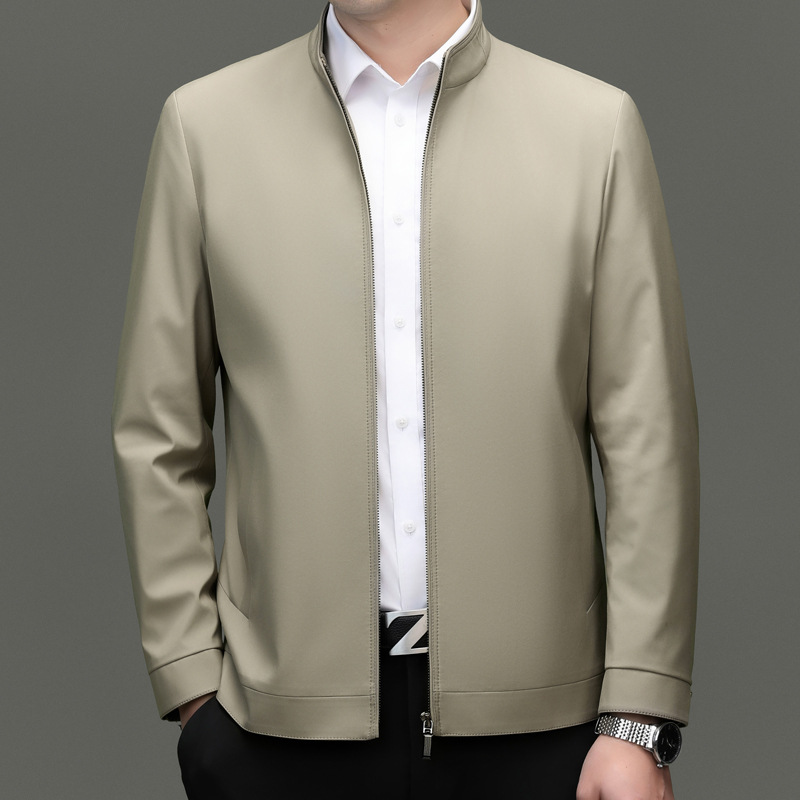 New Spring/Autumn Style Stylish Stand Collar Jacket for Middle-Aged and Young Men, Fashionable Casual Top, Men's Outerwear, Harbin Style
