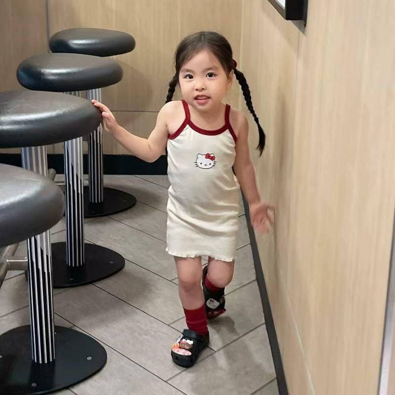 Girls Dress Summer Dress 2025 New Baby Girl Cartoon Print Pit Vest Dress Hip Covering Skirt Children's Skirt