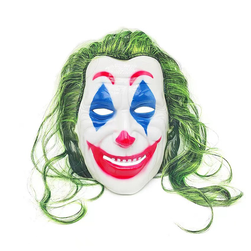 Green-Haired Clown Jaco Mask Halloween Horror Clown Scary Haunted House Escape Room Cos Halloween Wig