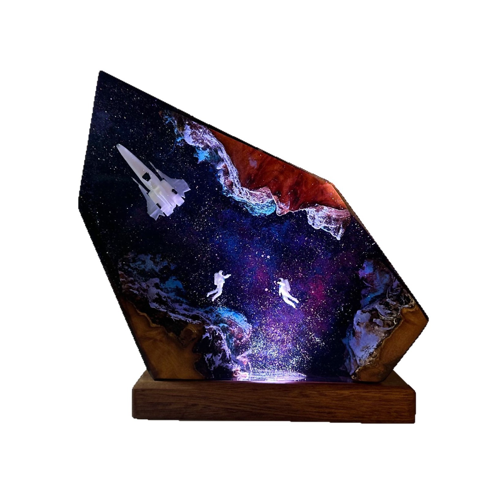 Astronauta lámpara de madera de resina interestelar lámpara de noche galáctica diseño de arte creativo regalo para amigos artefactos mágicos