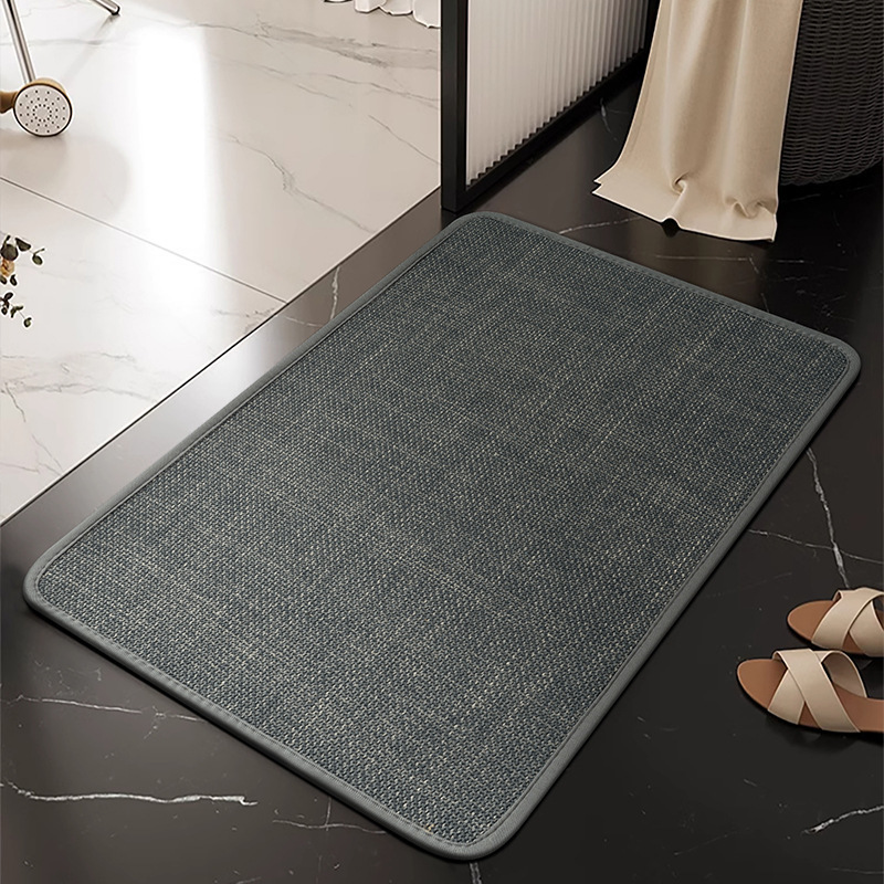 Cartoon Linen Diatom Mud Floor Mat, Stain-Resistant and Wear-Resistant, Bathroom Floor Mat, Household Bathroom Entrance Water-Absorbing Non-Slip Foot Mat