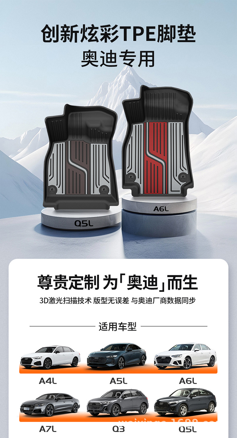 Suitable for Audi A4L A5L A6L A7L Q5L Q3 Q5L Special Car-Specific Colorful Tpe Car Floor Mats