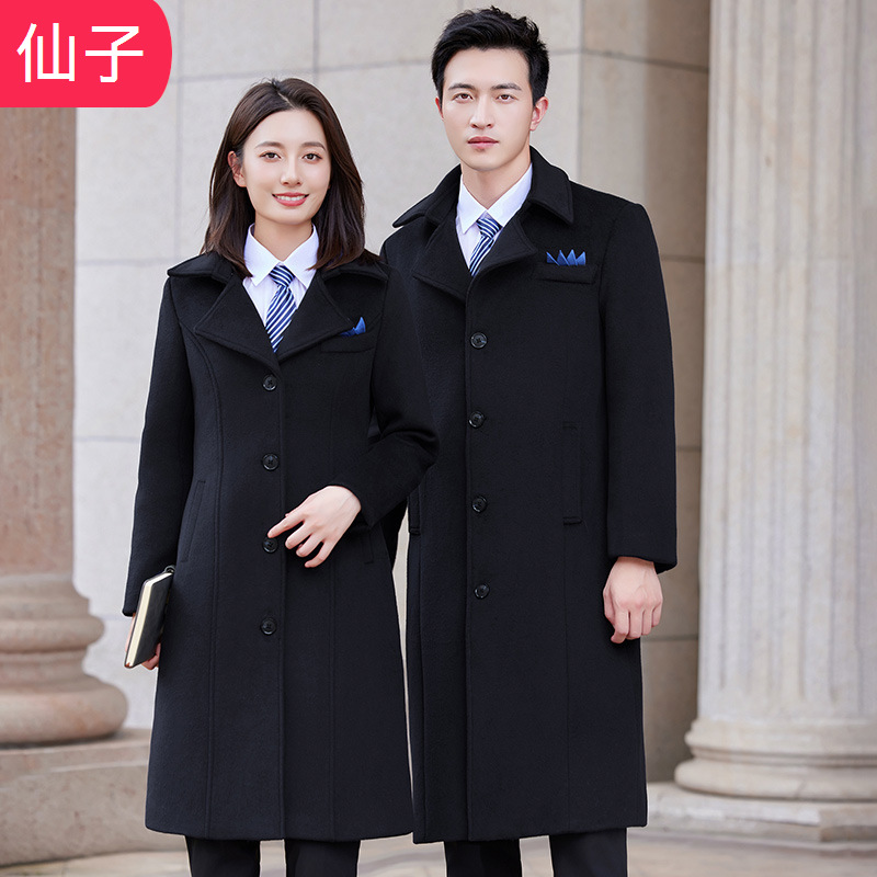 올 겨울 두꺼운 모직 코트, 남녀 교사 전문복, 퀼팅 탈착식 모직 코트 작업복
