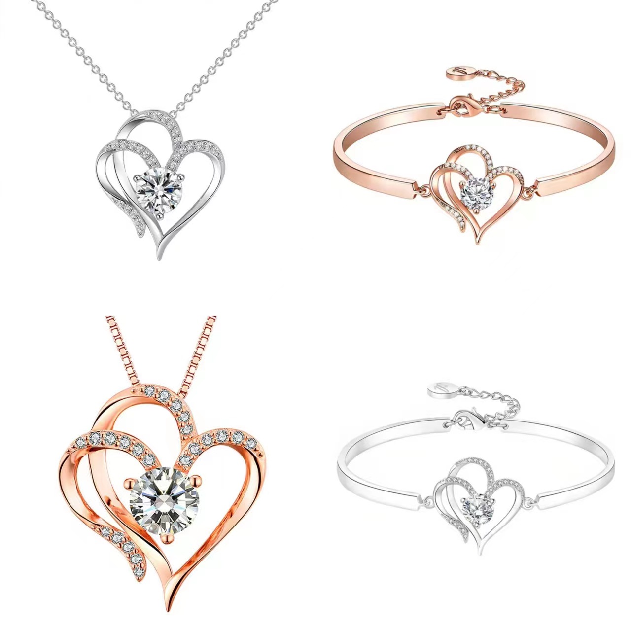 Cross-border Amazon new heart-shaped pendant necklace with zirconia waterdrop necklace for women, minimalist gift for blessings