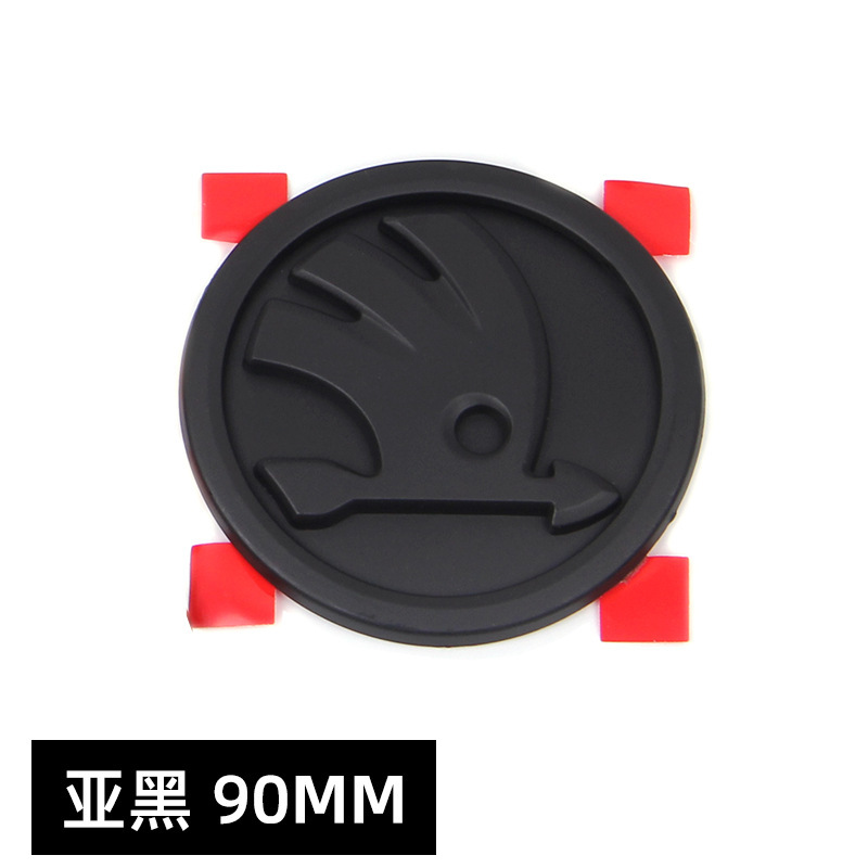 90MM 80MM Adecuado para Skoda Octavia Jingrui Etiqueta delantera y trasera Etiqueta de red media negra Etiqueta de cola ABS