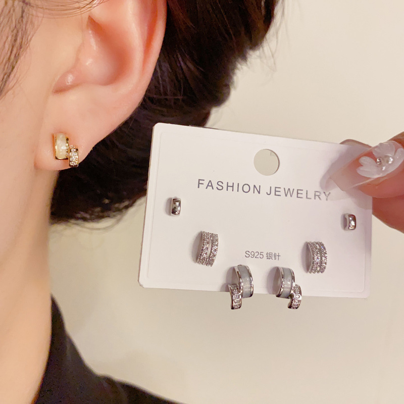 Geometric Pattern 1 Set Elegant Geometric Copper Ear Studs