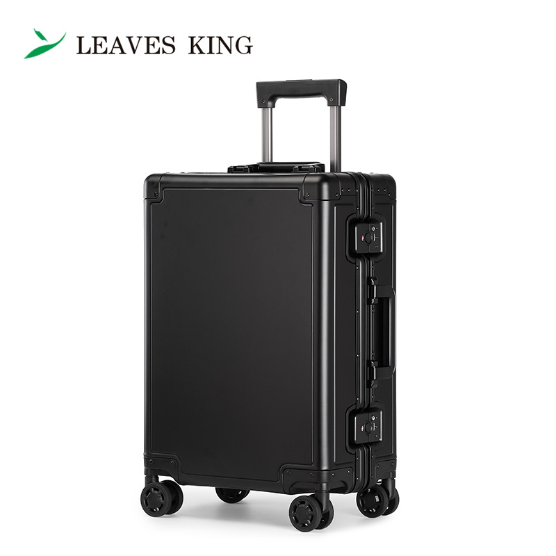 Vali cabin 20 inch hợp kim nhôm magiê cao cấp, in logo tùy chỉnh, bánh xe vạn năng — đen, bạc