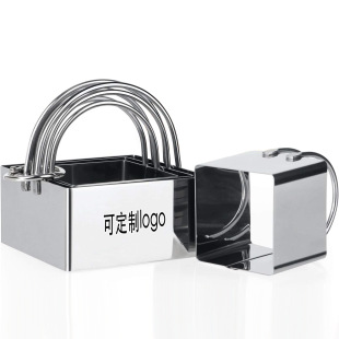 Cross-border stainless steel biscuit mould hanging basket double handle mousse ring cookie cutter baking cake mould