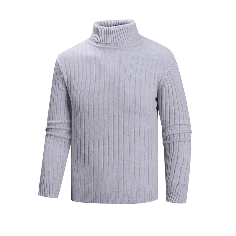 Maglione a collo alto a righe da uomo – Pullover a coste autunno/inverno (bianco/albicocca/blu navy/verde militare, M-4XL)_voghion.com