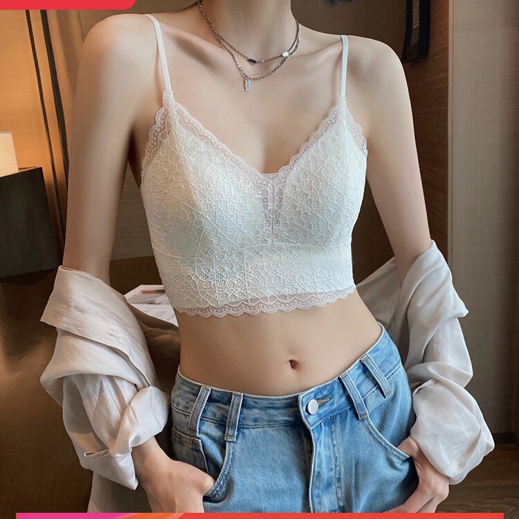 오리지널 뉴 [여름 프라이드 스트리트] 프렌치 레이스 스몰 슬링웨어 프리 브라 조끼 여름 얇은