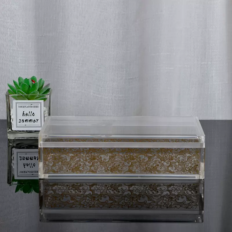 定 制透明亚克力盒子积木防尘罩亚克力长方形笔盒翻盖收纳展示盒
