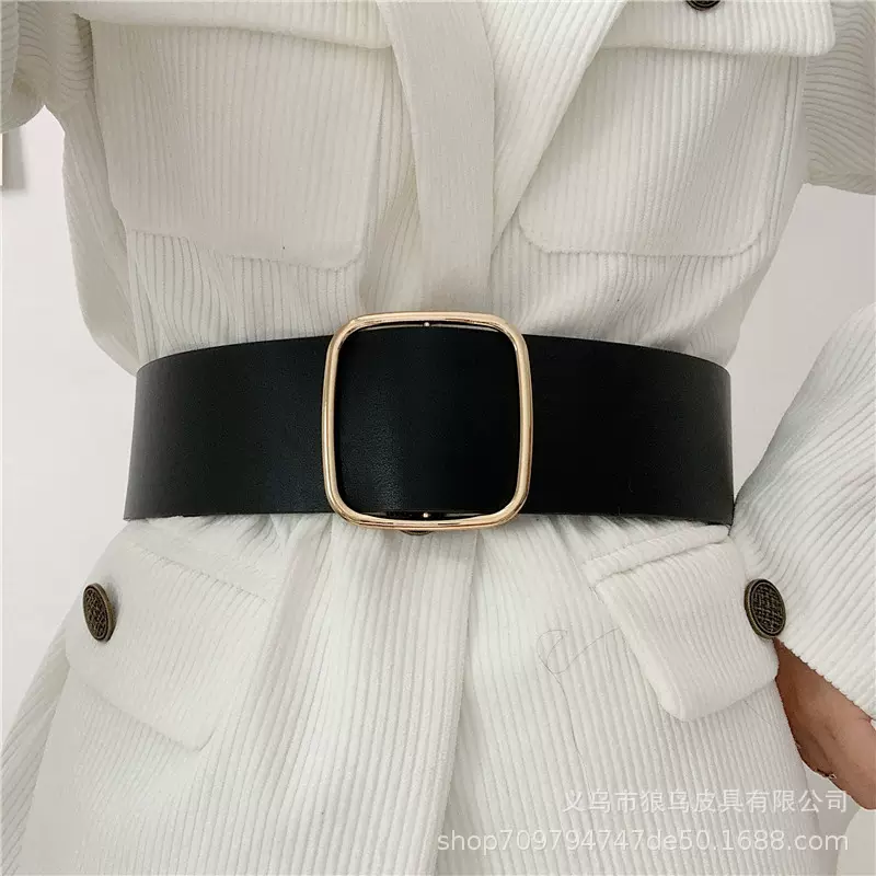 腰带女士宽皮带合金扣装饰配连衣裙子大衣无孔腰封工厂批发宽腰封