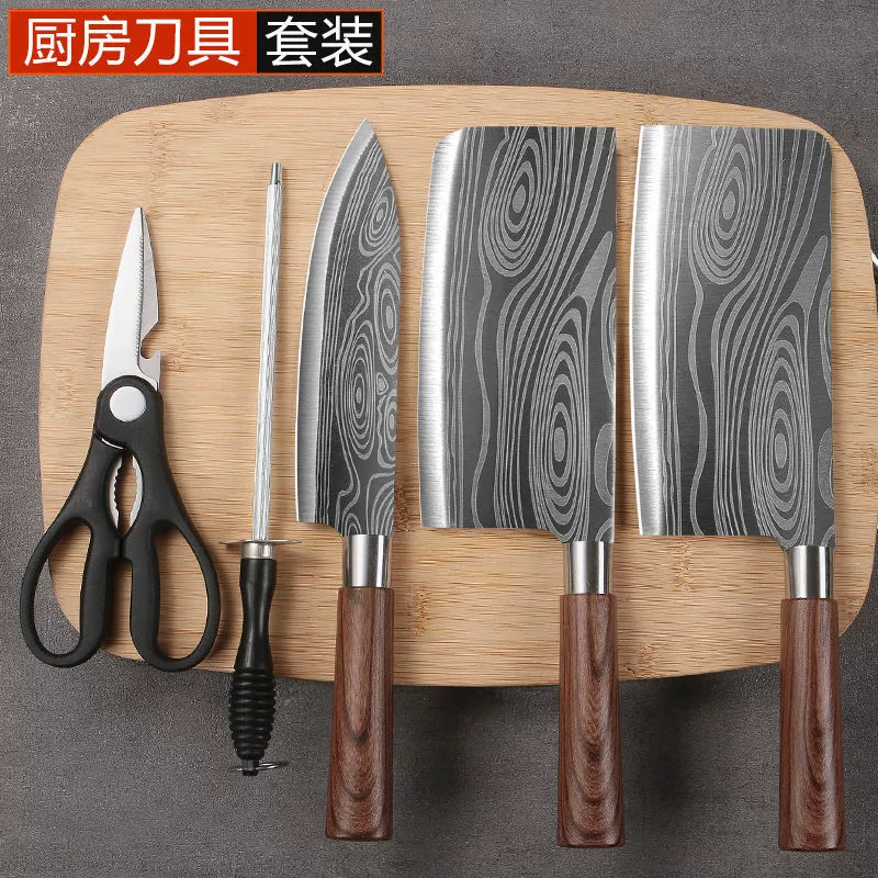 На складе производители драпировали комплексную ручку дамасский полосатый кухонный нож костюм лазерная полоса режущий нож для резки костяной нож домашний кухонный нож