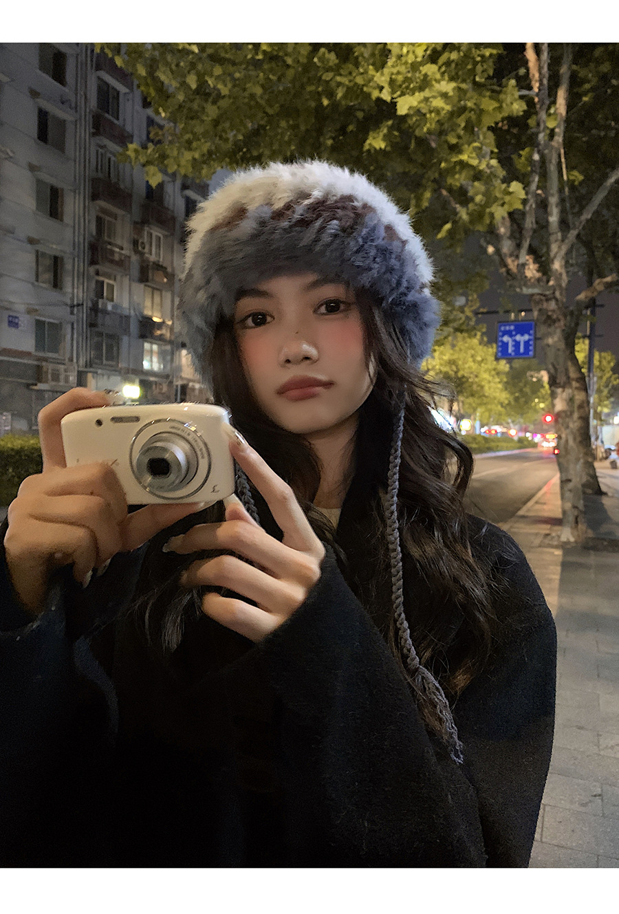 Congee Cocoa Rabbit Hair Knitted Women's Autumn and Winter Splice Warm Wool Cold proof Pullover Plush Ear Protection_voghion.com