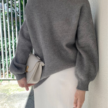 韩版露肩挂脖毛衣女式针织衫2025秋冬新款不规则小心机气质上衣